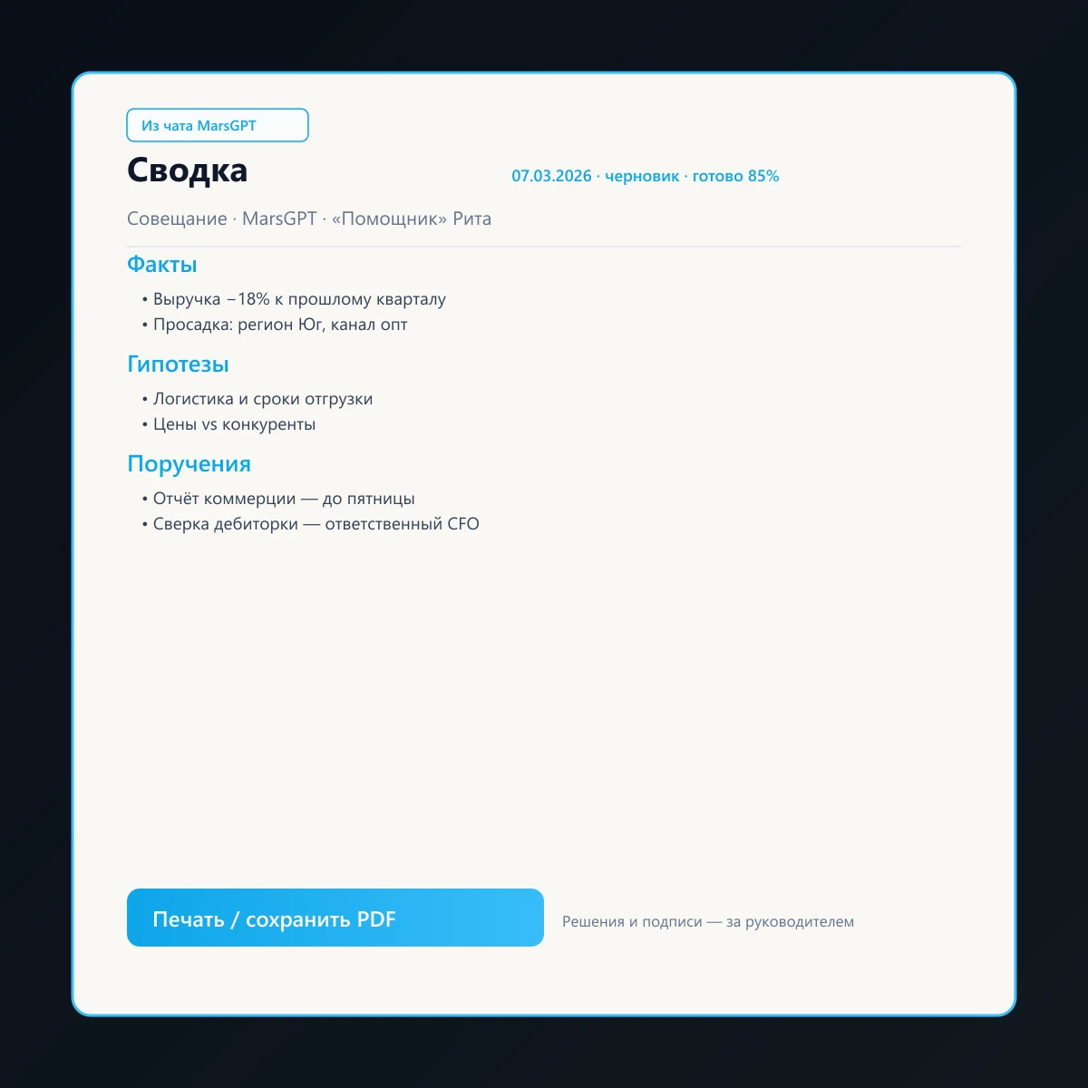 «Сводка» из чата MarsGPT